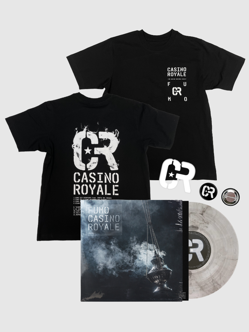 CASINO ROYALE / Fumo T-shirt Nera & Vinile con spilla e sticker in omaggio