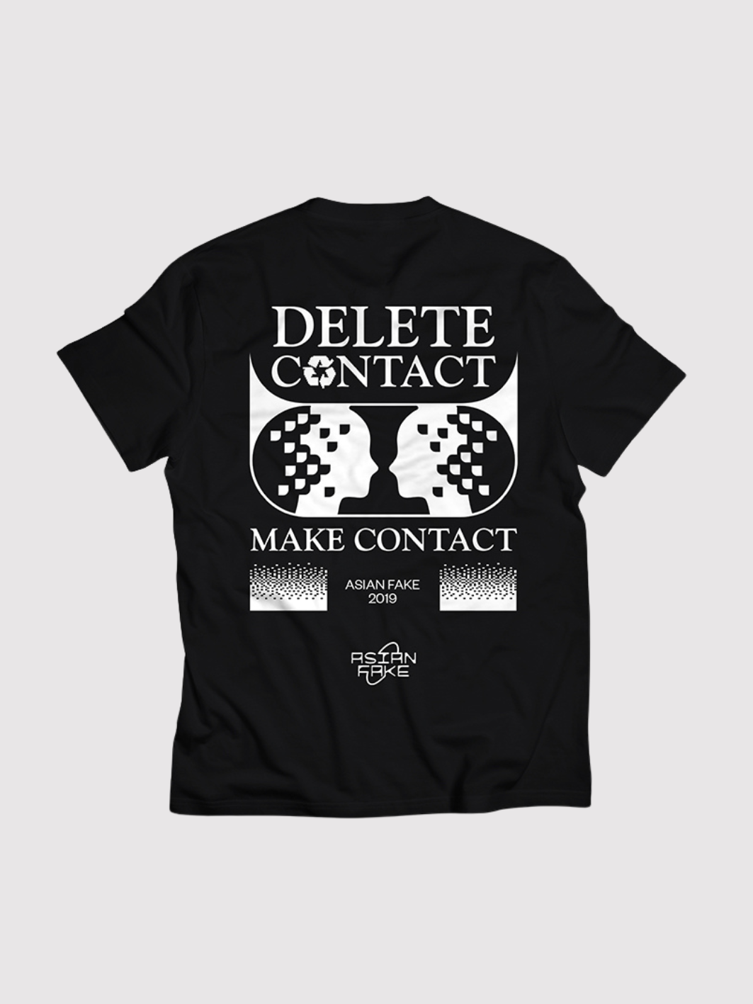 ASIAN FAKE / MAKE CONTACT DELETE CONTACT – Black T-shirt