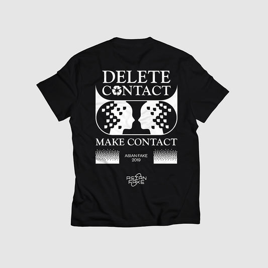 ASIAN FAKE / MAKE CONTACT DELETE CONTACT – Black T-shirt